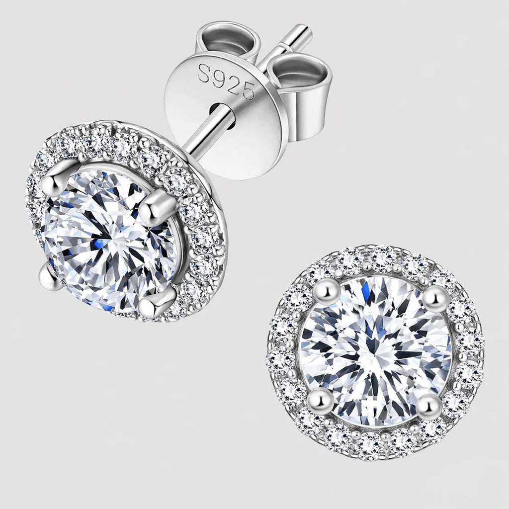 Moissanite Halo Earrings