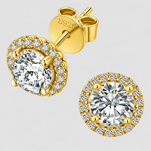 Moissanite Halo Earrings