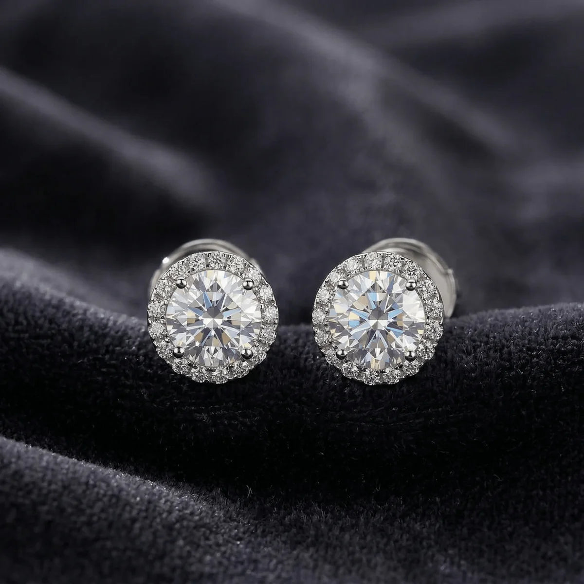 Moissanite Halo Earrings