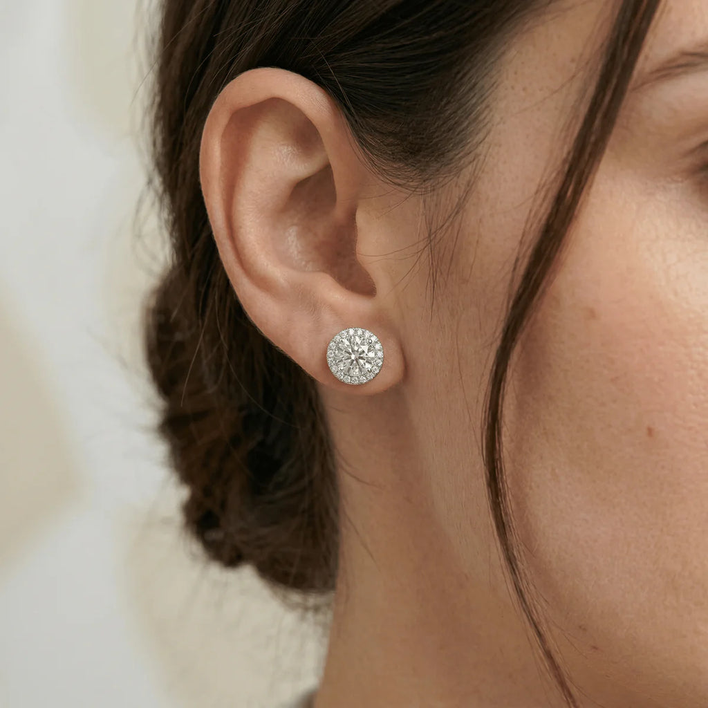 Moissanite Halo Earrings