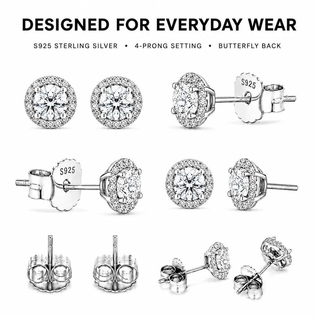 Moissanite Halo Earrings