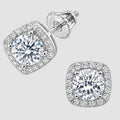 Square Moissanite Halo Earrings