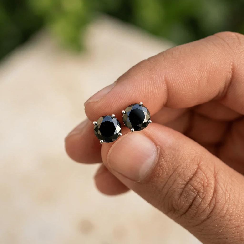Black Moissanite Stud Earrings