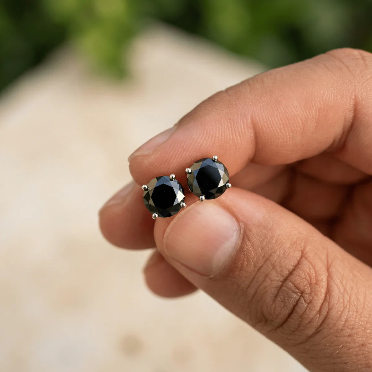 Black Moissanite Stud Earrings