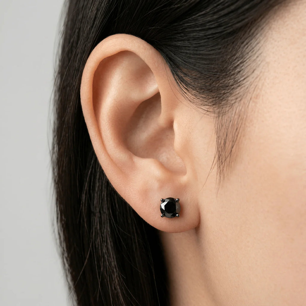 Black Moissanite Stud Earrings