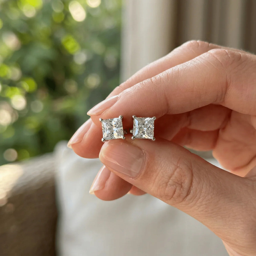 Princess Cut Moissanite Earrings