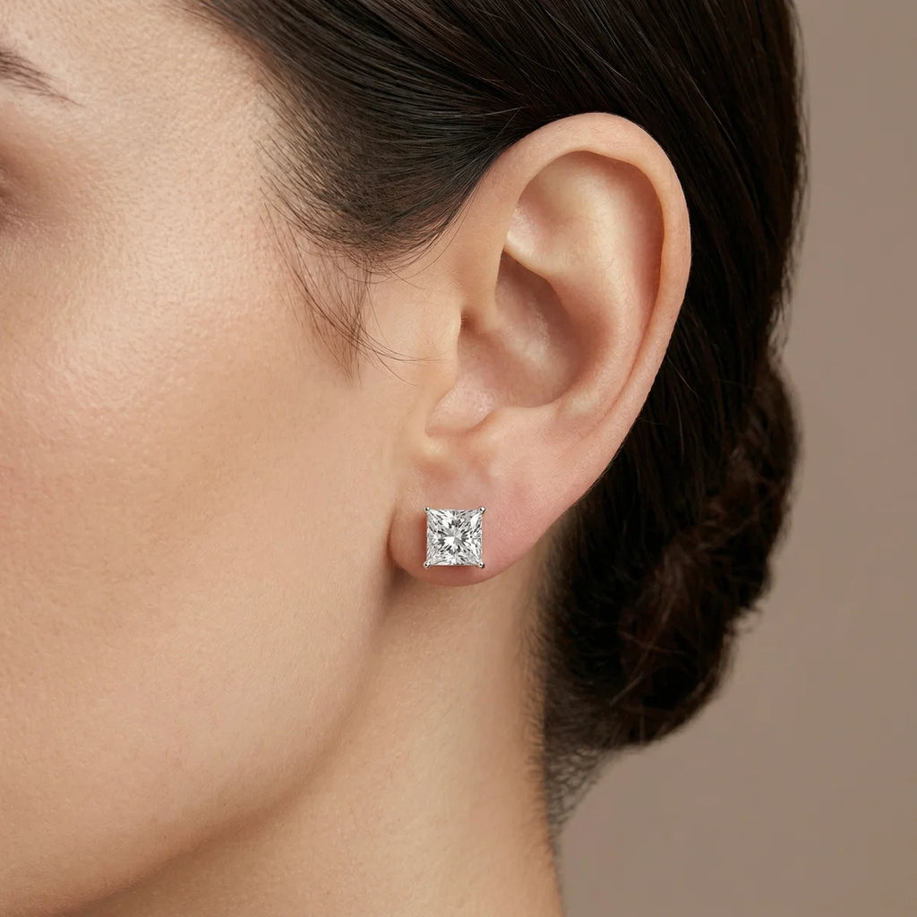 Princess Cut Moissanite Earrings