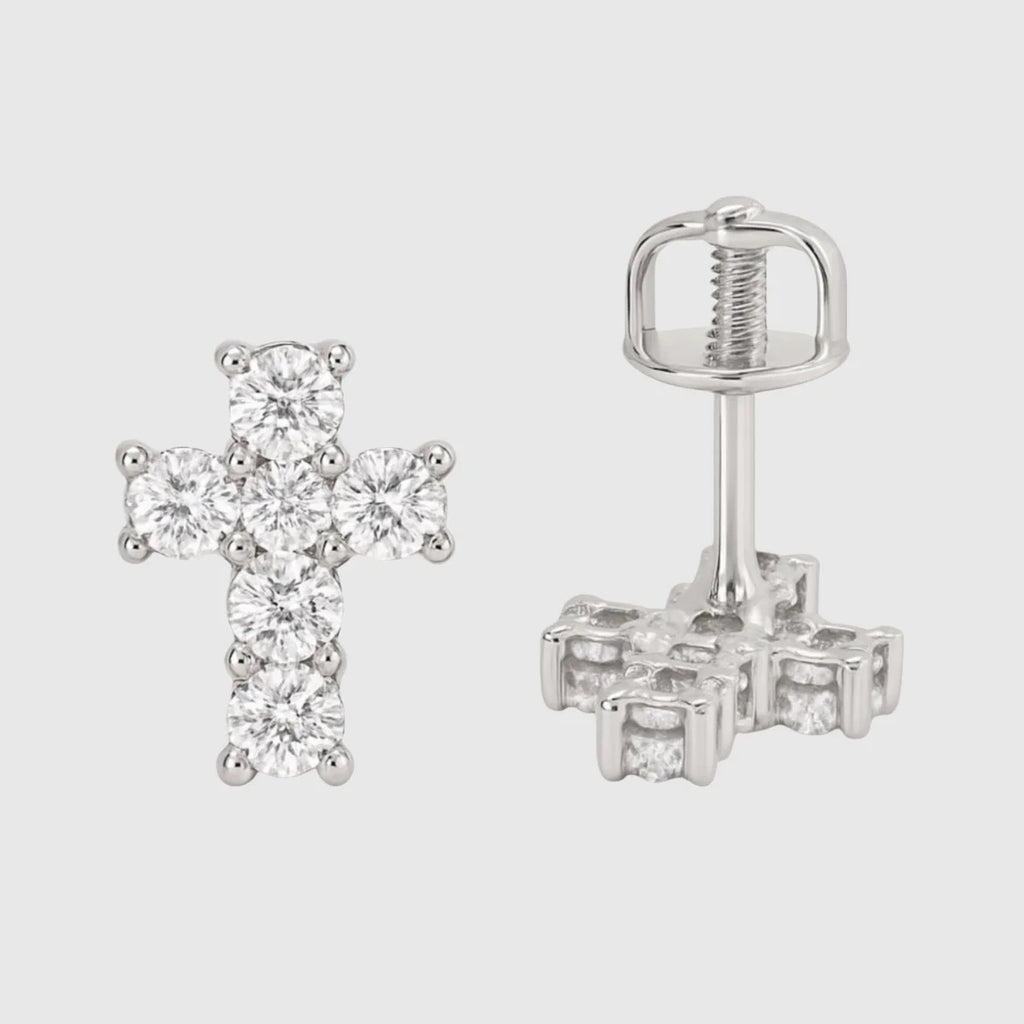 Moissanite Cross Earrings