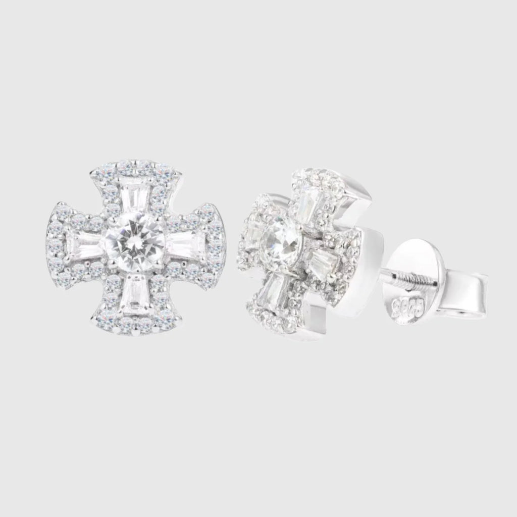 Moissanite Cross Stud Earrings