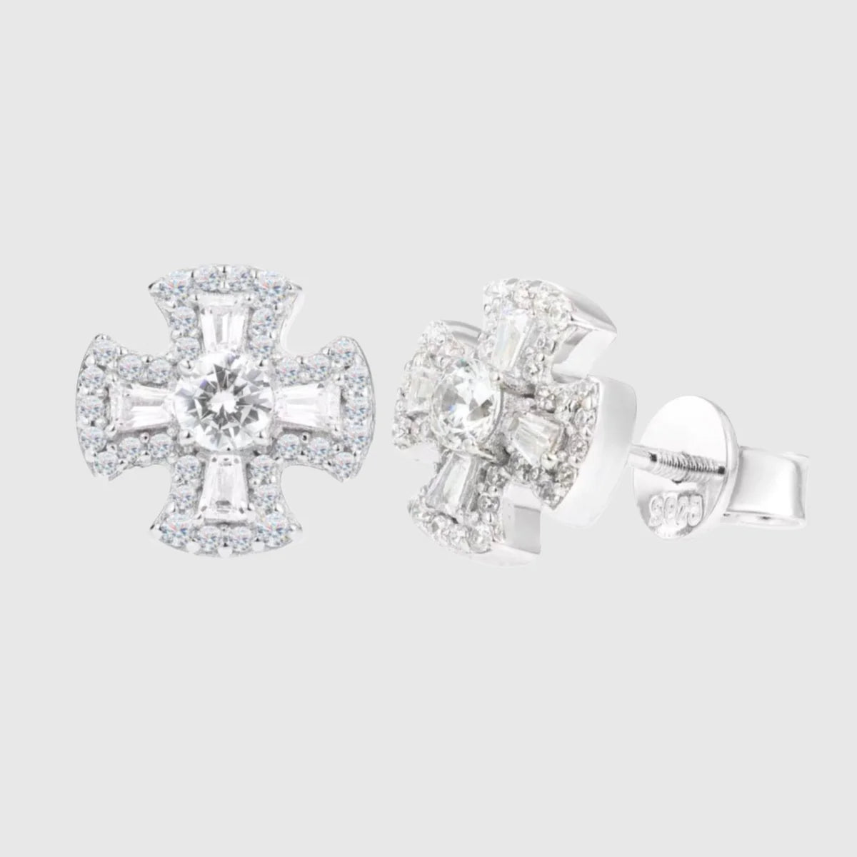 Moissanite Cross Stud Earrings
