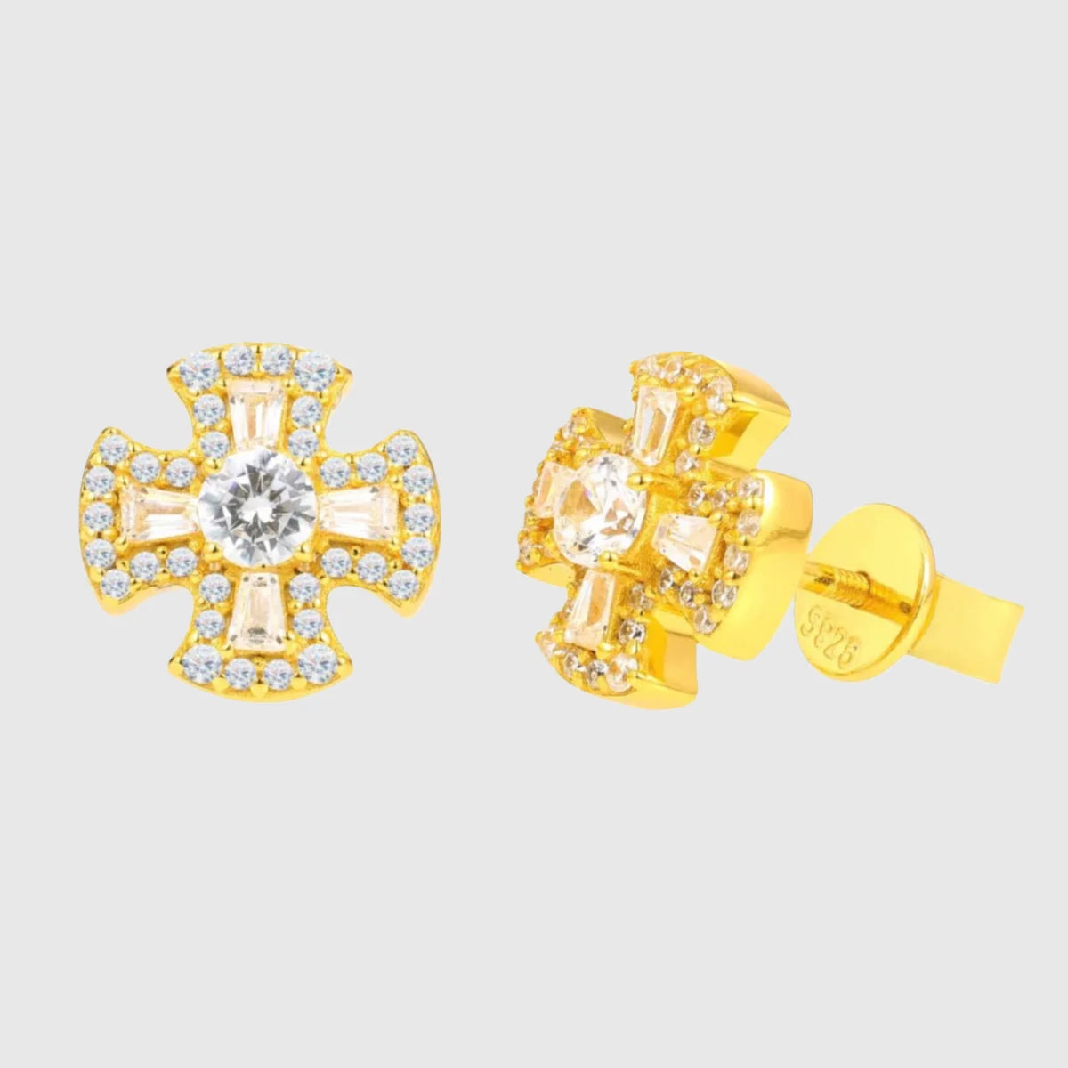Moissanite Cross Stud Earrings